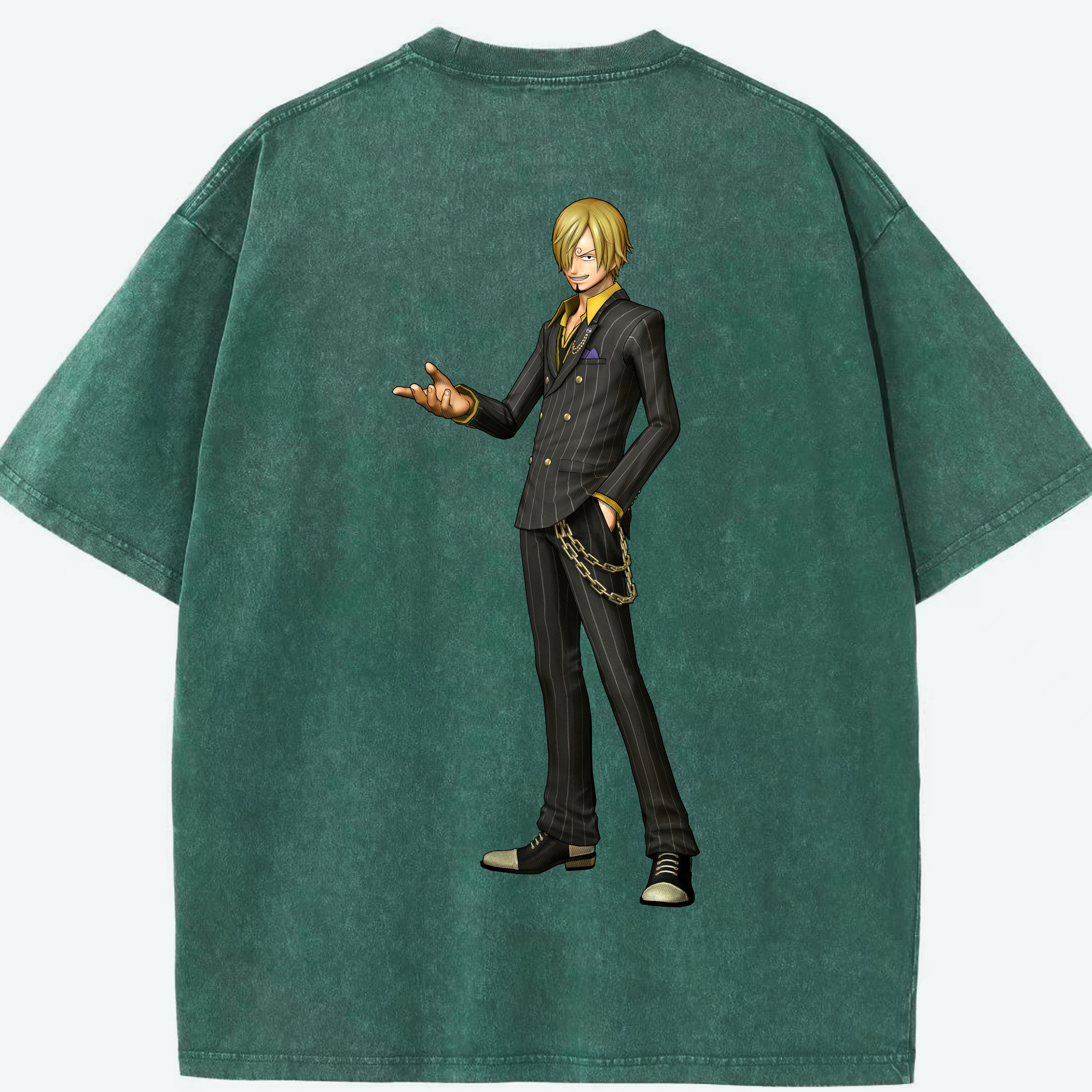 ワンピース サンジ ONE PIECE Sanji 綿100% ヴィンテージ風 半袖Tシャツ（背面プリント）